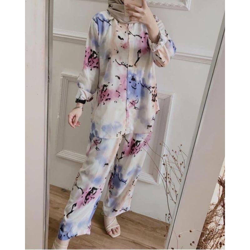 ONE SET KARIN SETELAN INDIRA PAJAMAS STELAN FANO PIYAMA BAJU TIDUR