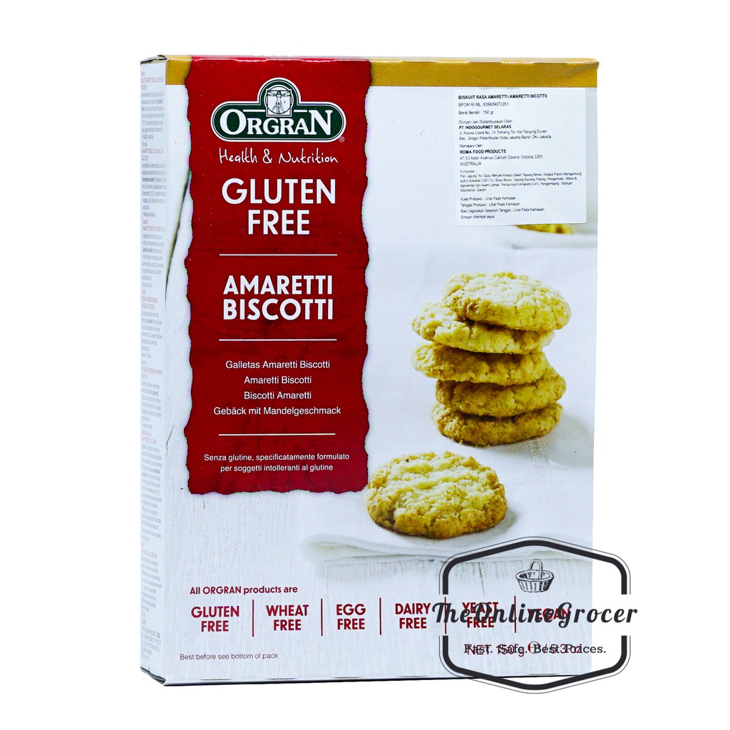Orgran Amaretti Biscotti 150gr – Biscuit Khas Italia Cemilan Kopi dan Teh