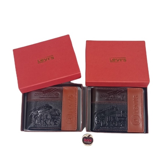 Dompet Lipat Pria Fashion LV Motif Embos Free Box