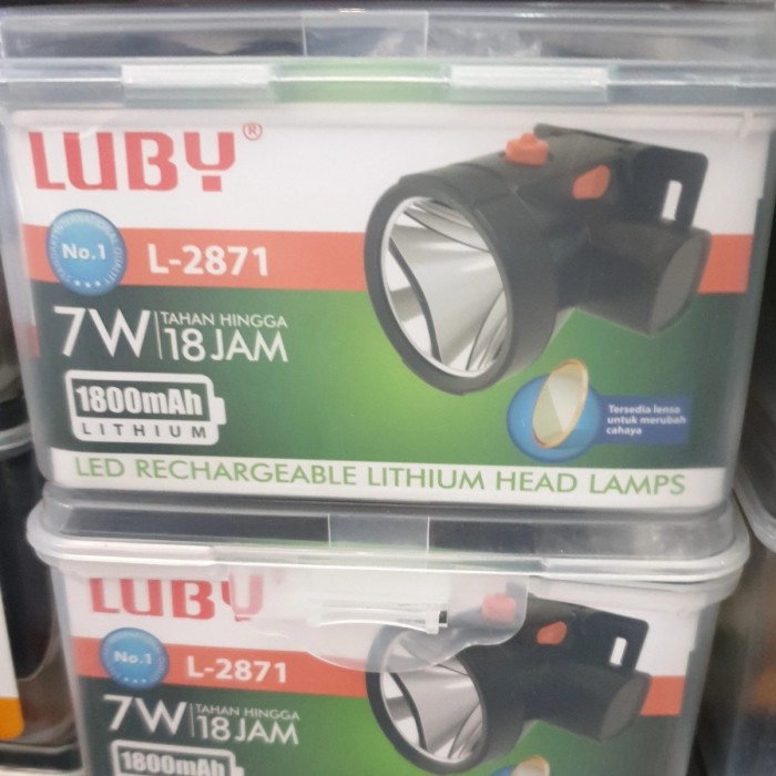 Headlamp Luby LED L2871 senter kepala 7 watt cas ulang