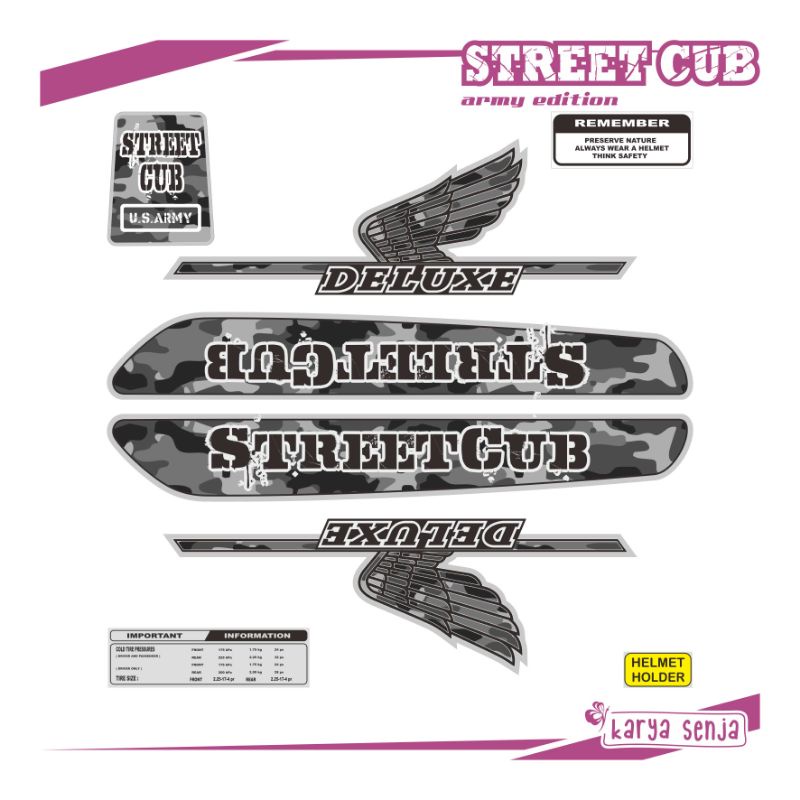 STIKER HONDA STREETCUB C70 ARMY