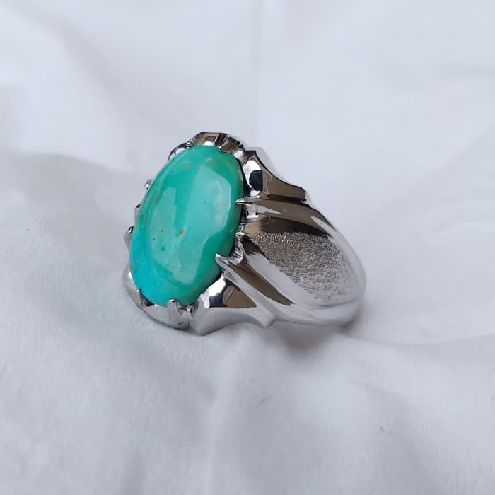 Batu Pirus Turquoise Lawas Asli Persia Ring Custom Klasik  ls297