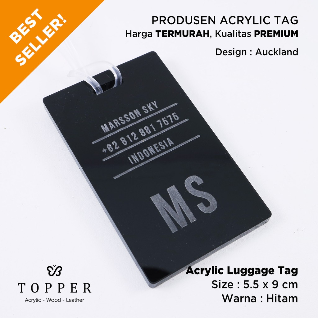 

Bag Tag | Akrilik Hitam | Bisa Custom