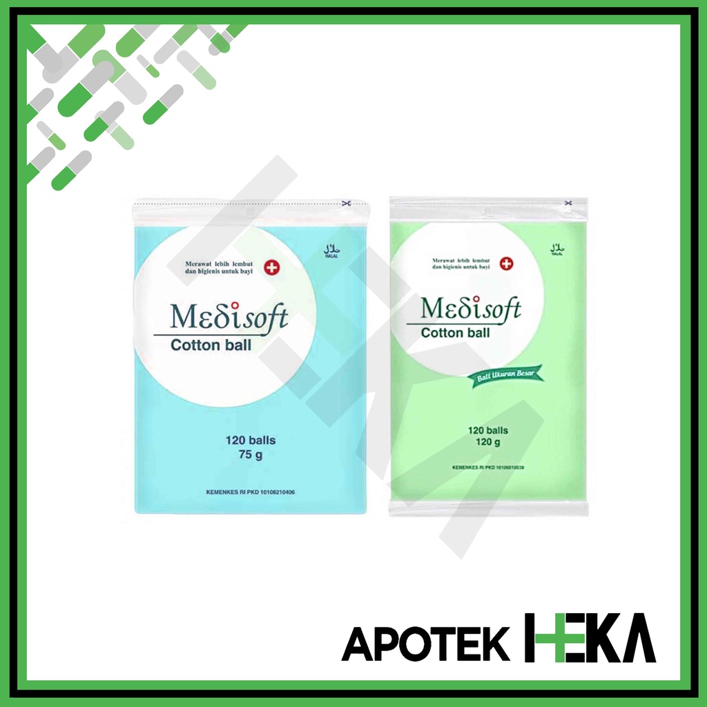 Medisoft Cotton Balls 120 balls 75 g Biru / 120 g Hijau - Kapas Bola (SEMARANG)