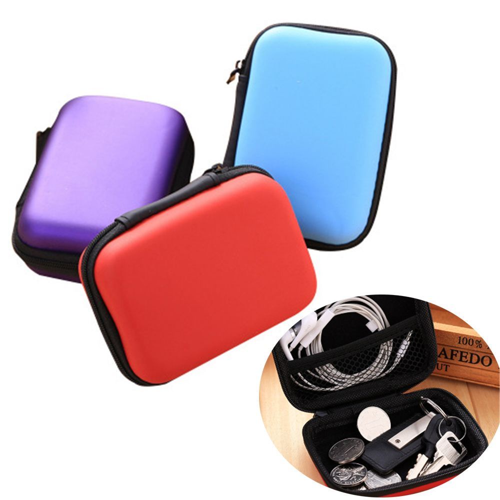 QUINTON 2.5&quot; HDD Bag Earphone Box Hard Disk Case EVA Storage Box Portable Cover External Drive Protector HDD Carry Case Multifunction Zipper Pouch/Multicolor