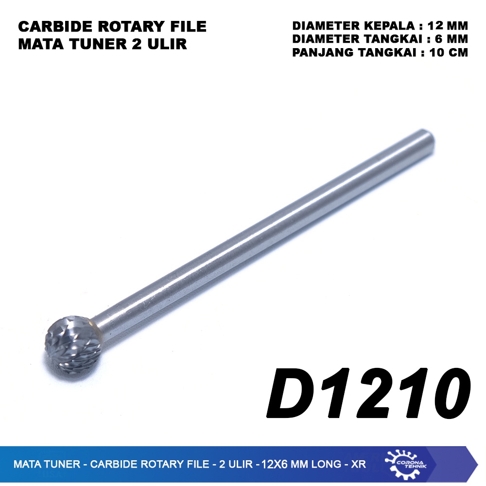 2 Ulir - 12x6 mm Long - XR - Mata Tuner Carbide Rotary File