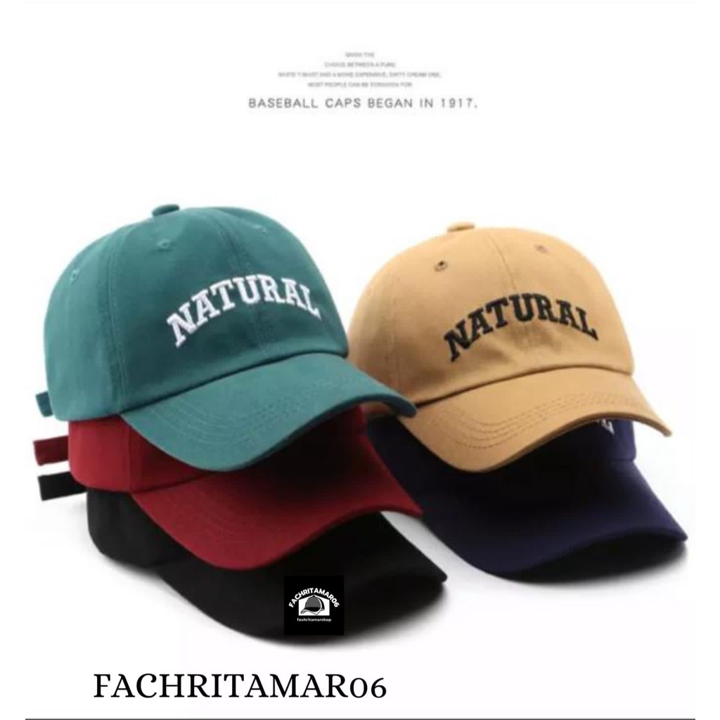 Baseball cap : NATURAL - Topi Baseball Topi Golf Topi Pria Topi Wanita