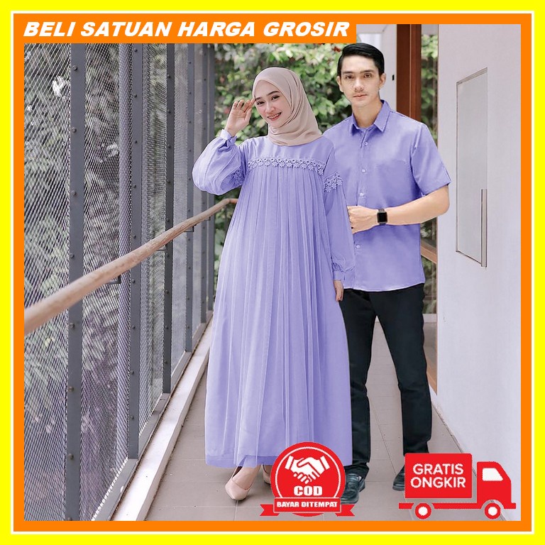 Gamis Couple Kekinian Gamis Coupel Pasangan Gaun Lamaran Cauple Pasang [R.A] Cod - Nuraini Couple