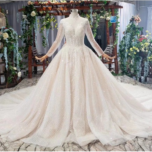 Muslim Long Sleeve Wedding Dress bridall gown