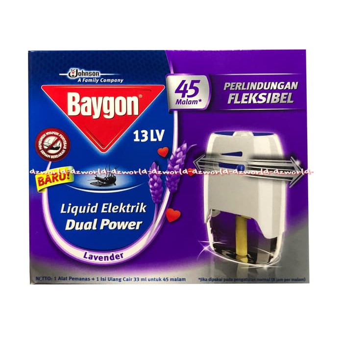 Baygon Liquid Elektrik Dual Power Lavender 45malam Anti Nyamuk Elektik Obat Nyamuk Listrik Colokan 45 malam 45Hari Baygon Baigon Model Geser