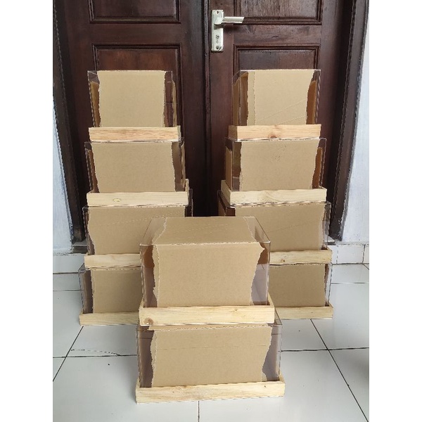 TERMURAH PROMO LAUNCHING 10 box hantaran kotak seserahan tutup akrilik tray rustic jati belanda