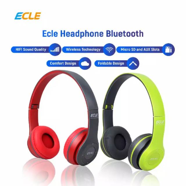 Headphone ECLE 2in1 Bluetooth 5.0 Foldable Original