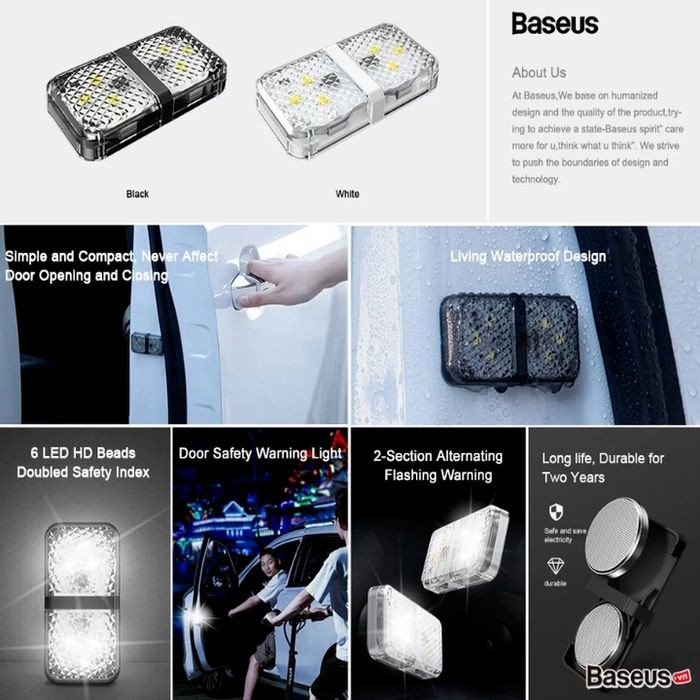 BASEUS CAR DOOR OPEN WARNING LED LIGHT LAMPU PINTU MOBIL 2PCS