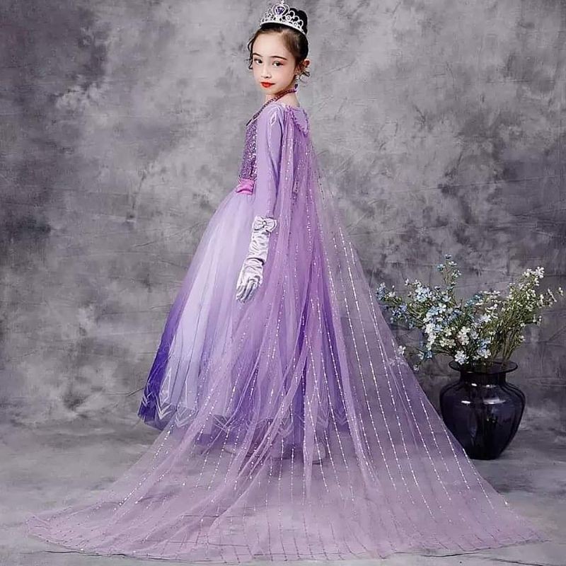 Gaun Anak Perempuan Premium Lilac Sequin Purple