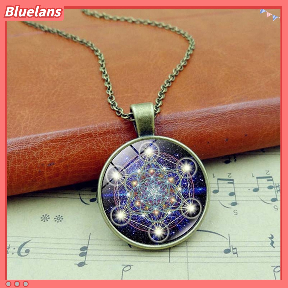 Kalung Liontin Kaca Cabochon Bentuk Bulat Gaya Vintage Untuk Unisex