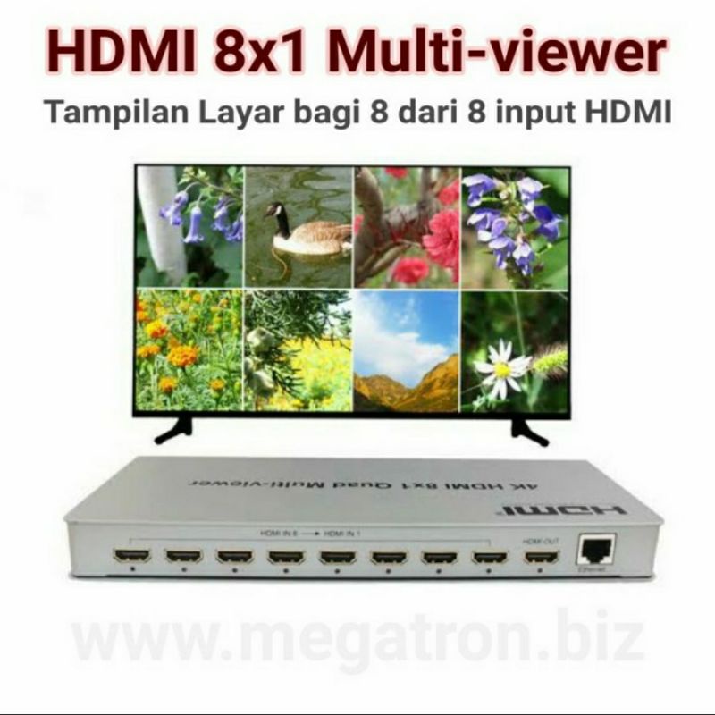 HDMI 8x1 Multiviewer - pembagi layar jadi 2/4/8 - support resolusi 4K
