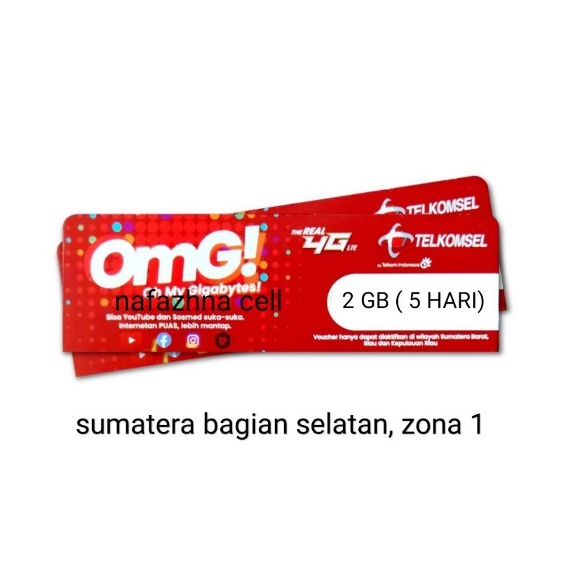 VOUCHER KUOTA DATA TELKOMSEL OMG 1,5GB 3HR 2GB 5HR 3GB 7HR 4GB 30HR ZONA 1 SUMBAGSEL
