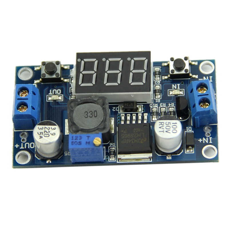 Modul Konverter Power Step down Voltmeter LED DC 4.0-40 Ke 1.3-37V LM2596