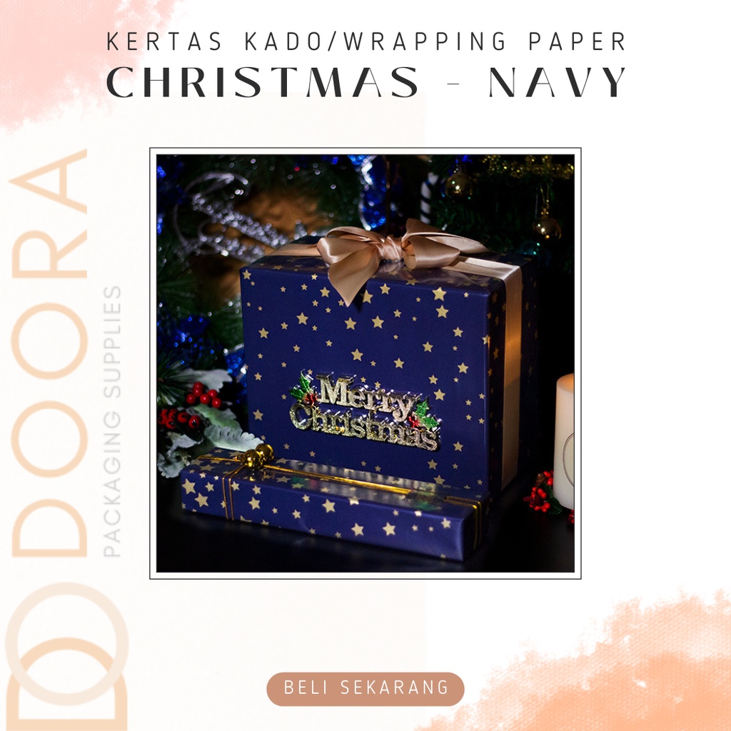 [Doora] Kertas Kado Wrapping Paper Christmas Navy