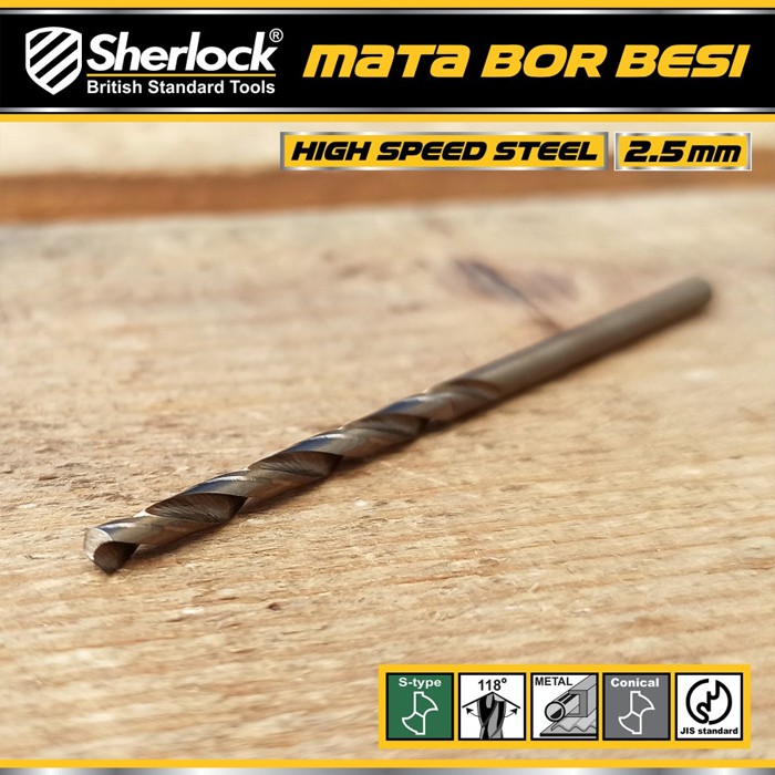 Mata Bor Besi 2.5 mm / Sherlock JIS Standard High Speed Steel Cobalt (1 Pcs)