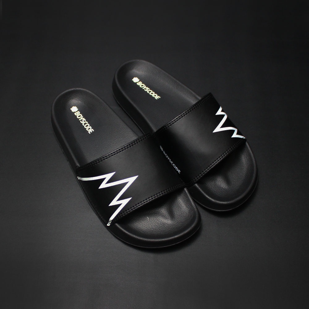 Sendal Selop Pria Wanita Distro Boyscode Ryzenic 3 Black / Sendal Slip On Pria / Sendal Slide Pria