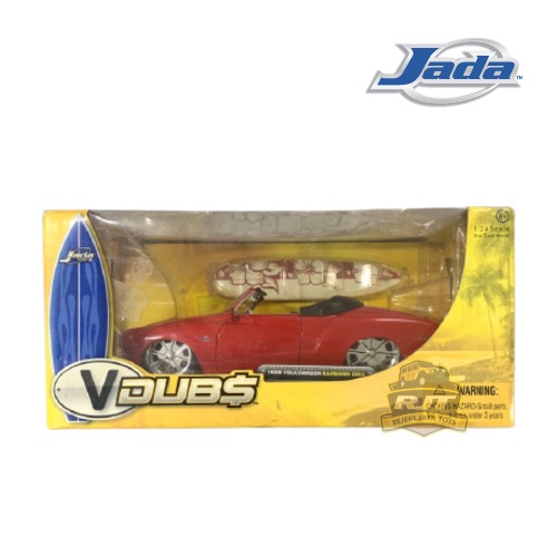 Jada 1:24 1959 Volkswagen Karmann Ghia VW Red VDubs Diecast Mobilan Car