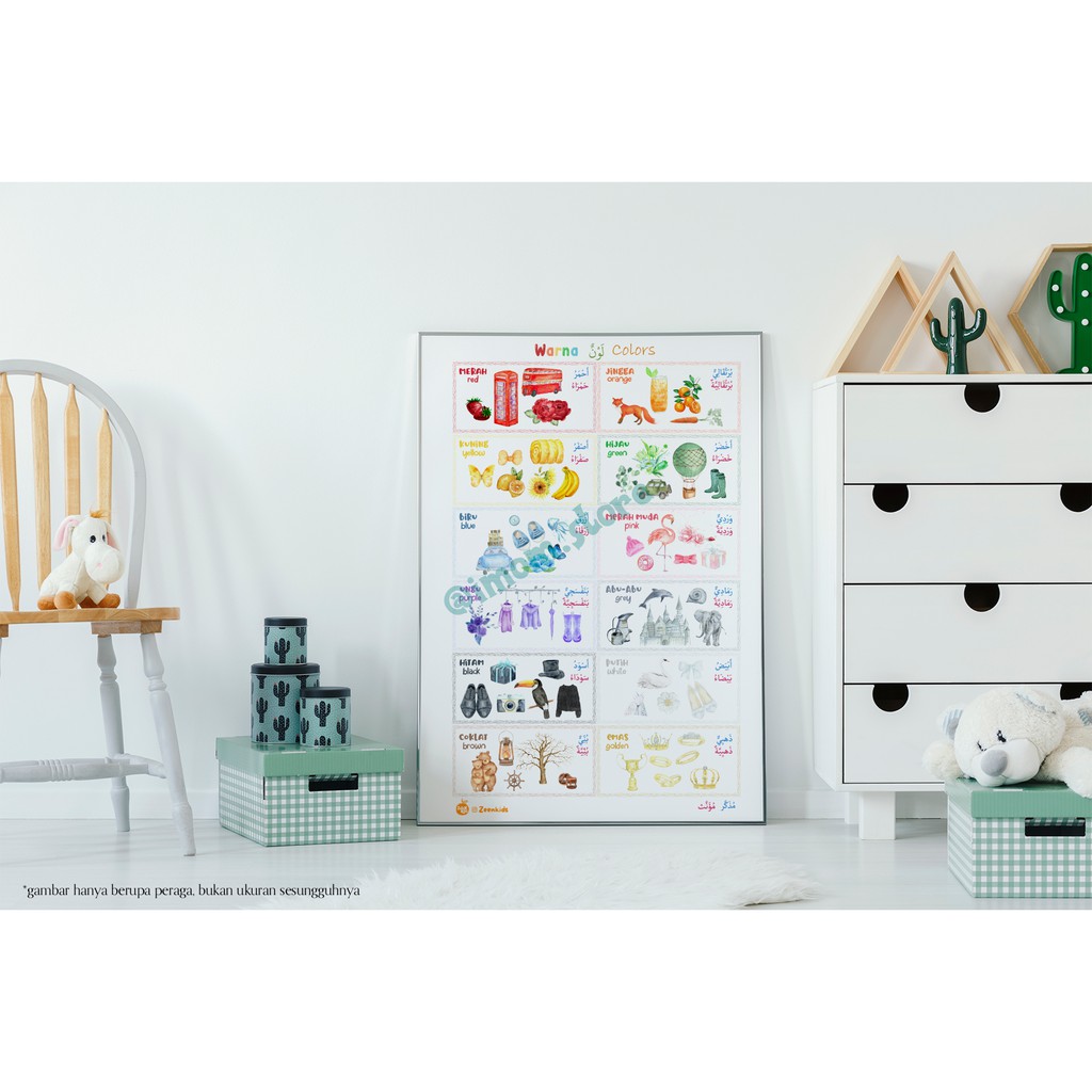 Poster Macam-macam Warna- Poster Edukasi Anak PAUD TK SD, Hampers Kado Bayi