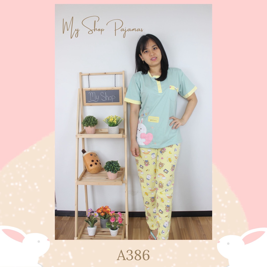 PIYAMA BABYDOLL SLEEPWEAR TANGAN LENGAN PENDEK CELANA PANJANG ANNE CLAIRE / BAJU PAKAIAN TIDUR SETELAN WANITA DEWASA PAJAMAS CP-5