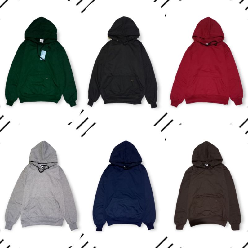 Jaket hoodie dewasa polos/ Sweater hoodie jumbo bahan fleece hangat dan tebal M- XXL