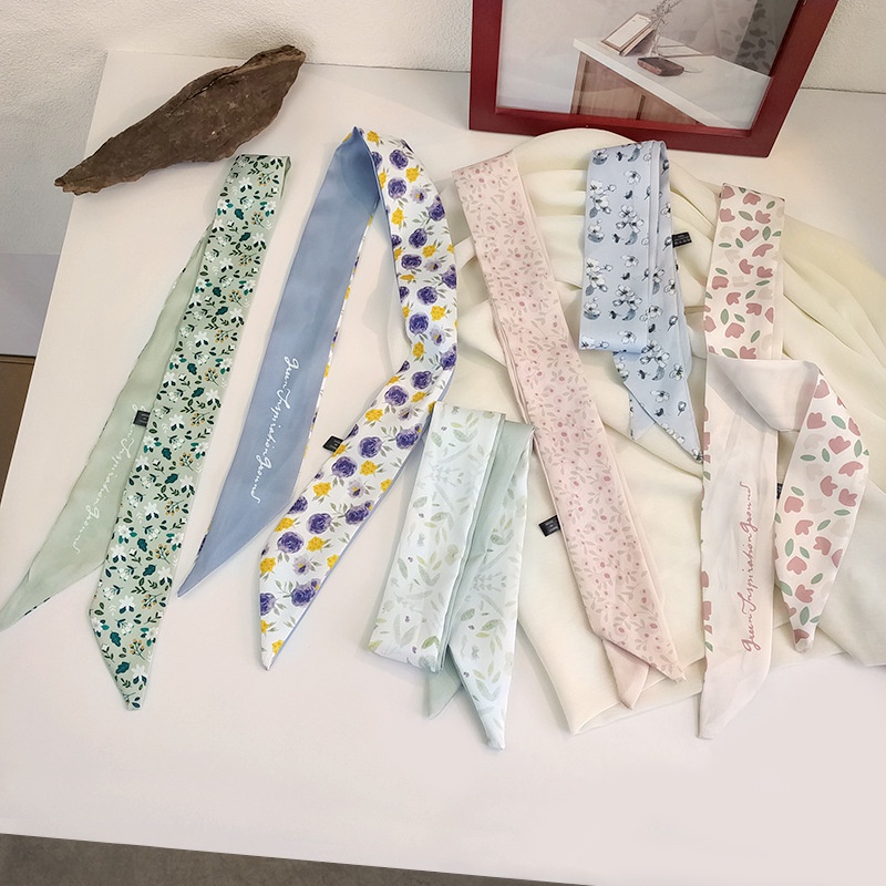 KOREAN TWILLY MOTIF BUNGA SILK SATIN SCARF BAG SHAWL RIBBON STYLE BASIC FLOWER SOFT PASTEL HAIR NECK/ PITA SYAL TAS KOREA RAMBUT LEHER TANGAN WANITA MODEL DESAIN VINTAGE RETRO SATIN MATERIAL MINI FASHION BANDANA KATUN SUTRA DASI POLOS SELENDANG