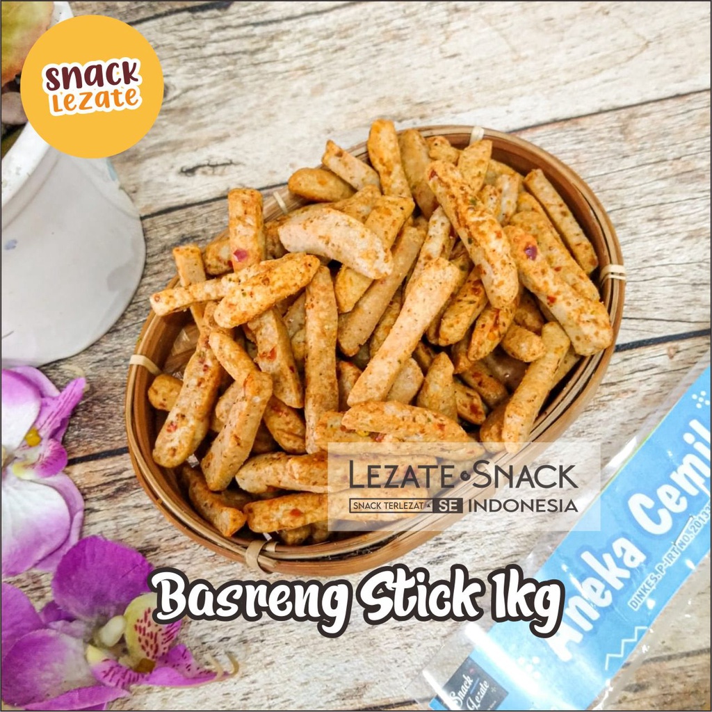 Basreng Stik 1kg Basreng Daun Jeruk / Basreng Kiloan Pedas Daun Jeruk Basreng Bandung Snack Lezate-5