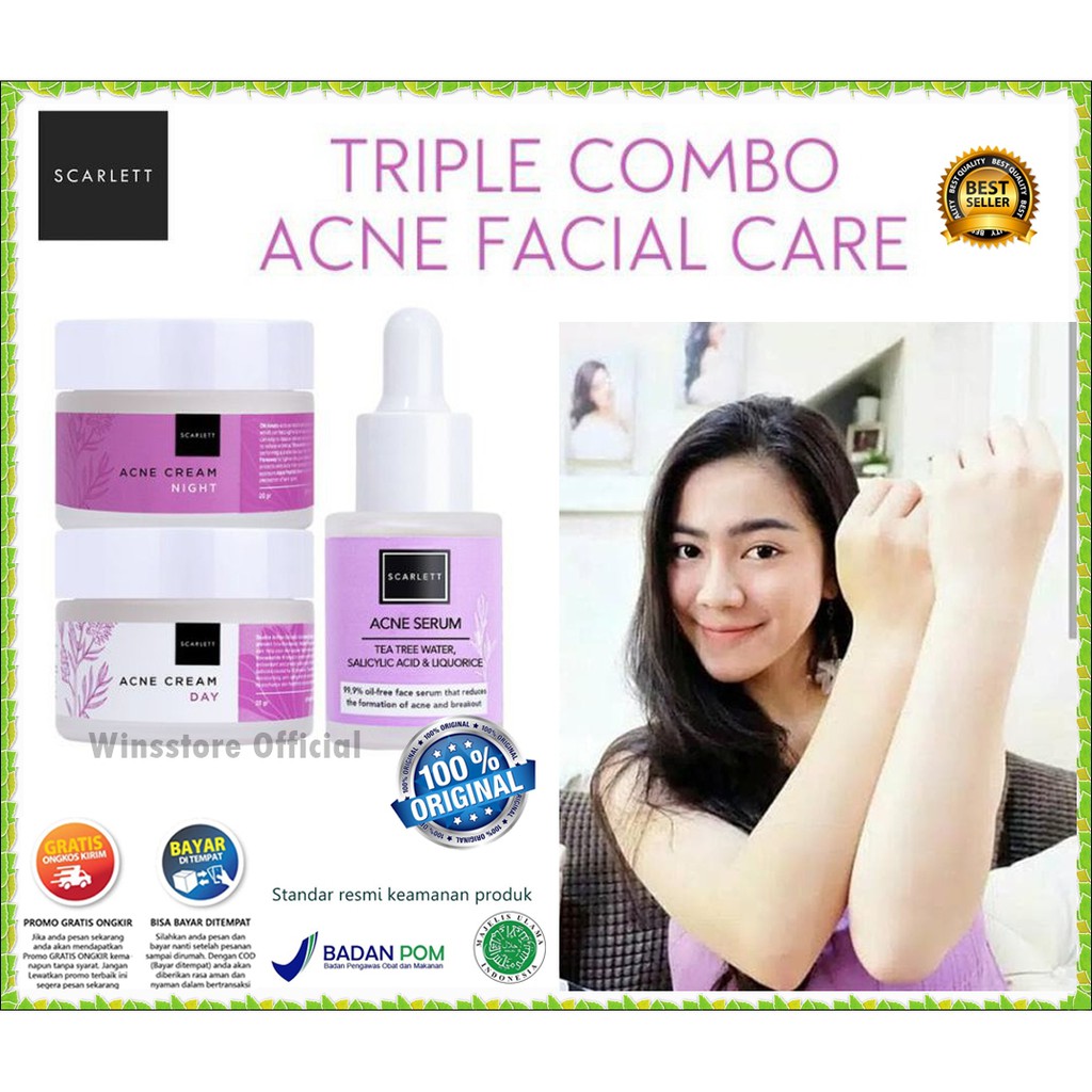 [COD] PAKET 3in1 SCARLETT WHITENING ACNE SERIES Scarlett Acne Serum + Scarlett Acne Day & Night