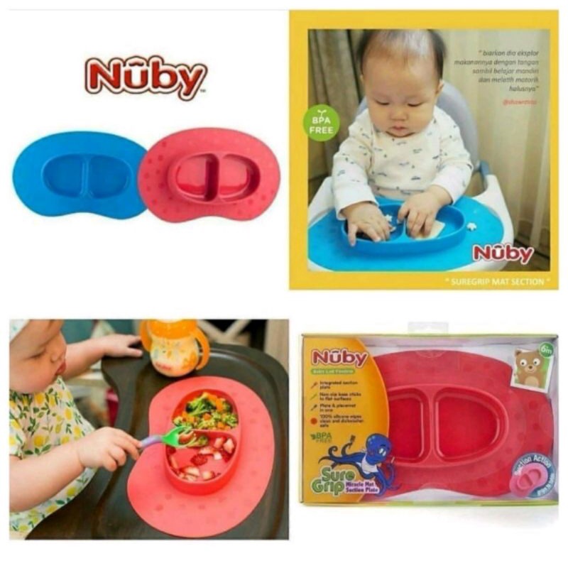 Nuby Sure Grip Miracle Mat Suction Plate Piring Makan BLW