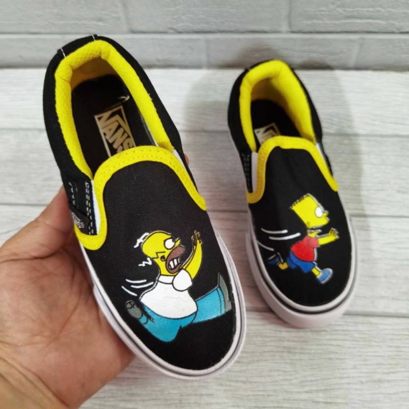 Sepatu Anak Vans Slip On Simpson Black Yellow Size 26 - 35 Premium Quality