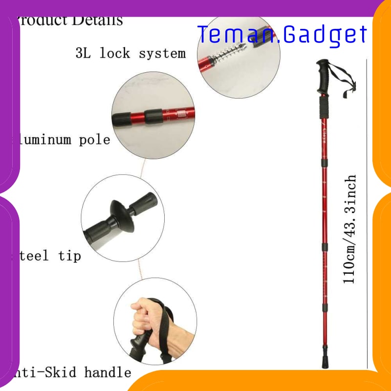 TG-ID053 CLEYE TONGKAT HIKING TREKKING TELESCOPIC 4 SECTION - E4103