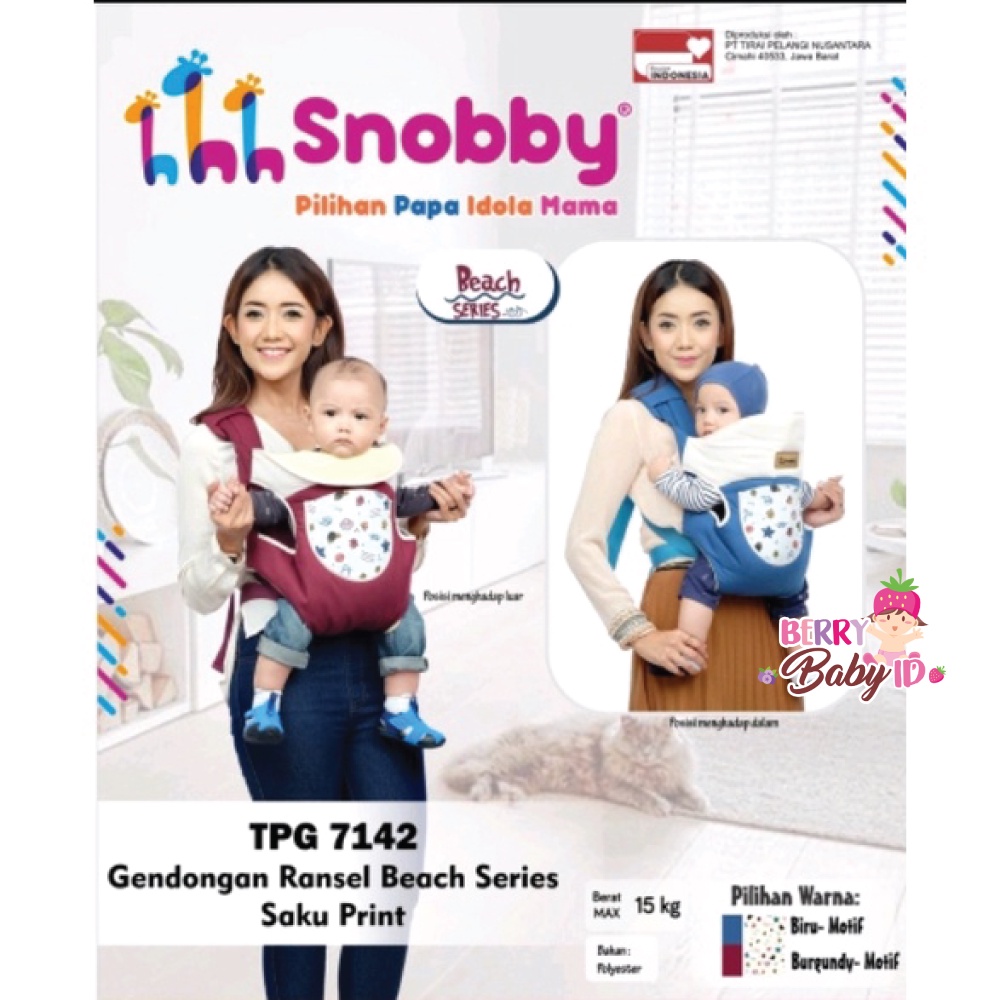 Snobby Gendongan Depan Bayi Ransel Saku Print Baby Carrier 2 Posisi Berry Mart