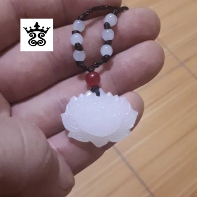Natural White Jade Lotus Pendant Jadeite Necklace Charm Jewellery Fashion Accessories