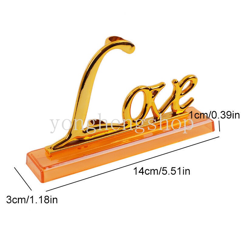 Holder Pulpen Tanda Tangan Buku Tamu Desain Tulisan Love Bahan Metal Lapis Emas Untuk Pesta Pernikahan