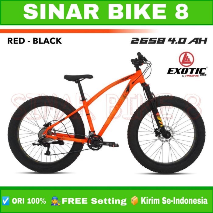 Sepeda Gunung Ukuran 26 Inch MTB EXOTIC 2658 4.0 AH Ban Super Jumbo Hidrolik