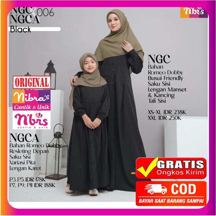 Gamis Couple Ibu Dan Anak Perempuan Black Hitam Putih Baju Gamis Dress Dres Couple Cople Ibu Dan Ana