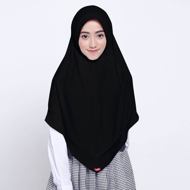 KERUDUNG ANAK / KERUDUNG SEKOLAH ZOYA / BERGO / HIJAB INSTAN - PRESTASIMIDI HITAM