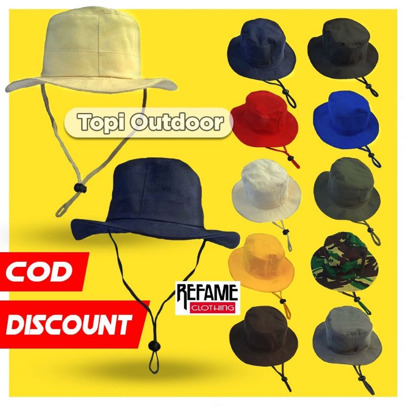 Grosir Topi Gunung Rimba Outdoor Hiking Hutan Camping Hat Tali Cream Army Outbound Lapangan Kemping Pria Wanita