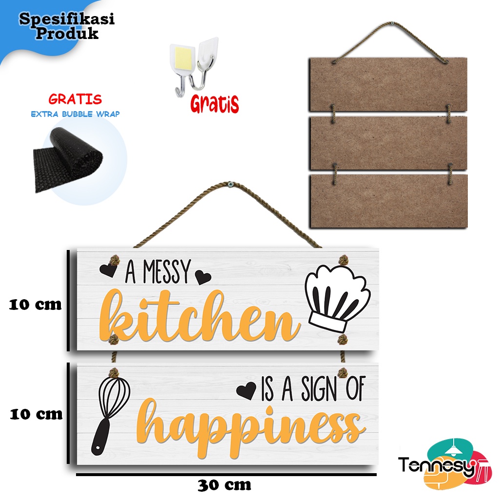 TENNESY HIASAN DINDING PAJANGAN KITCHEN DAPUR SIGN 2 SUSUN 30x10XCM DEKORASI DINDING LAUNDRY DAPUR DEKORASI DINDING RUMAH