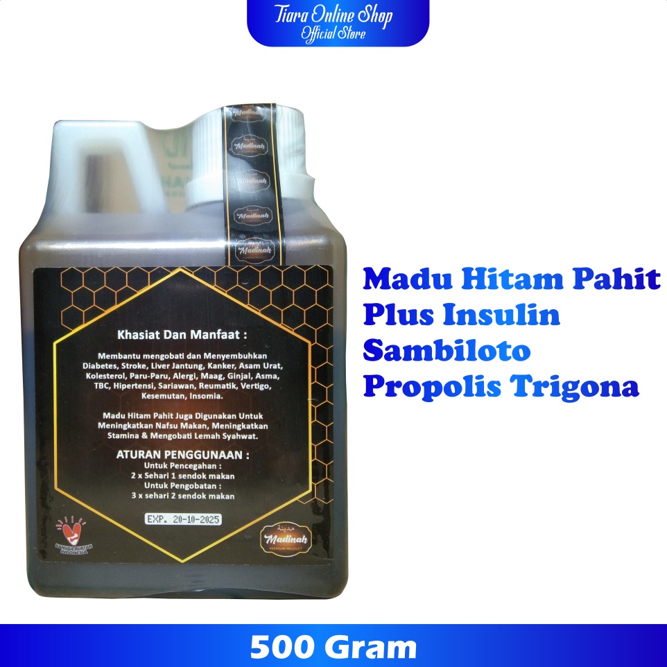 Ramuan Madu Hitam Pahit Plus Propolis Daun Insulin dan Sambiloto 500 gram (MADINAH)