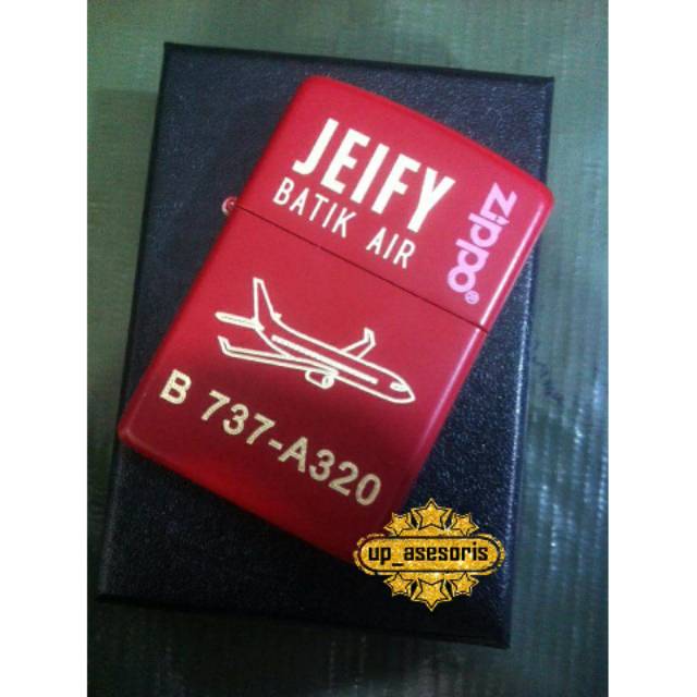 Zippo atau Korek Api Custom ukir Grafir Logo Batik Air