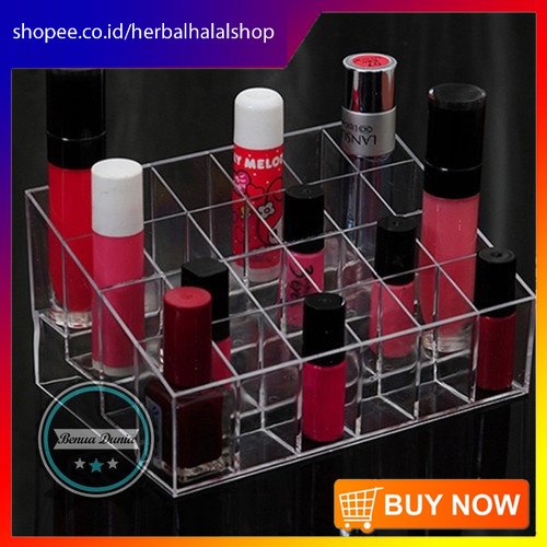 Kotak Acrylic Tempat Lipstik - Rak Parfume Storage 24 Slot [HS-NH]