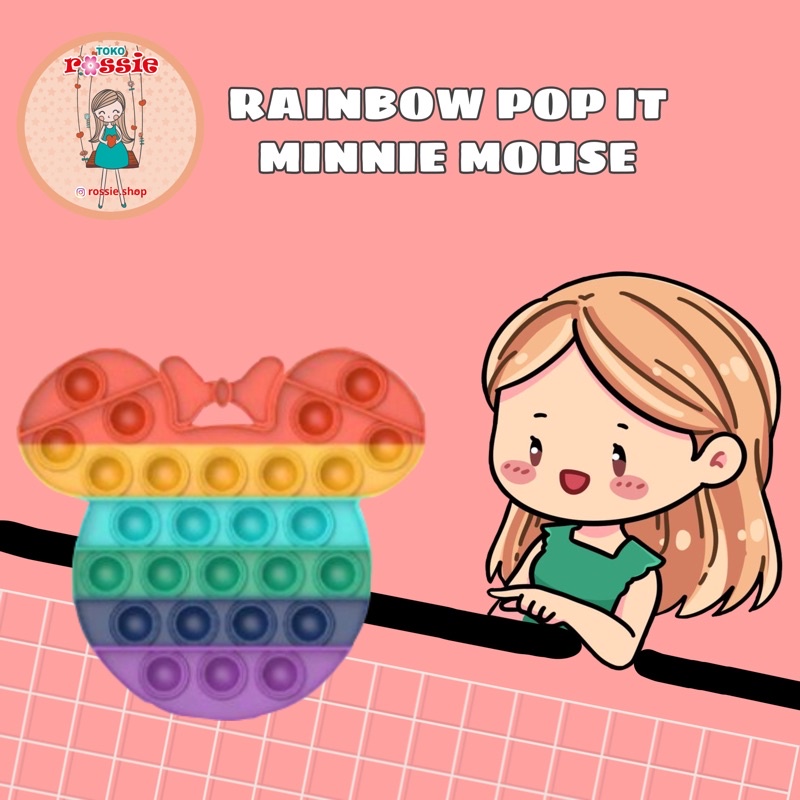 READY!READY! Fidget Pop It Rainbow Lengkap Murah/Mainan Sensorik Pereda Stres/Pop It Viral-Minnie Mouse