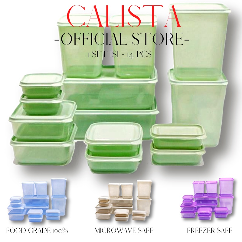 [ CALISTA ] Food Container Food Storage Calista Otaru Soft 14Pcs Toples Plastik Toples Kulkas Set  Wadah Atau Tempat Bumbu Dapur Food Storage kulkas Food box Kulkas Storage Box Kulkas Tempat Peyimpanan Makanan Kotak Sayur Kulkas Container Kulkas Set