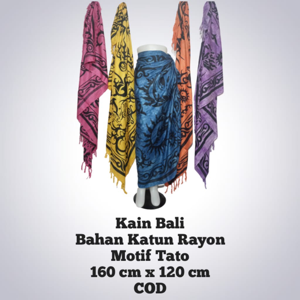 Kain Wisata Pantai Katun Rayon Motif Tato 155 cm x 120 cm Rumbai Sembilanmode