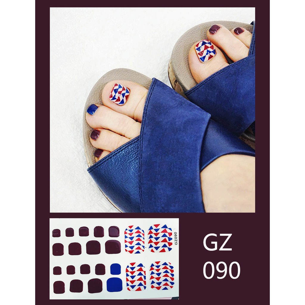 GZ Stiker kaki kuku 3D Kartun Motif Stiker Kuku Gambar Hiasan kuku Glitter Toenail Sticker 22PCS